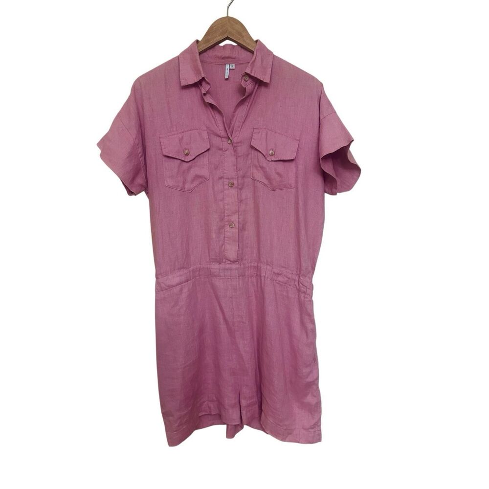 Seaside Tones Linen Romper Size S Made in Poland